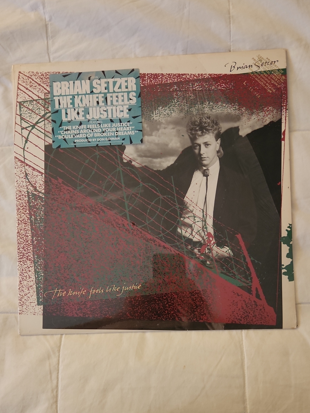 Brian Setzer: The Knife Feels Like Justice Vinyl -- 95% SEALED DJ COPY UNPLAYED